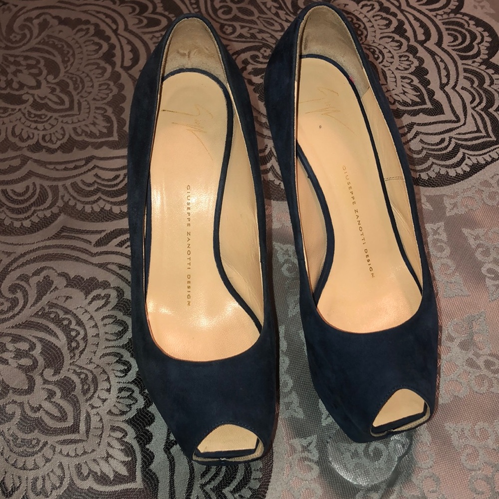 Blue Giuseppe zanotii peep toe platforms
